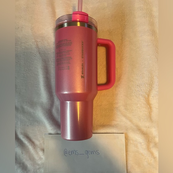 Stanley x Starbucks WINTER PINK Sparkle 40oz Tumbler Authentic in Original Box - Picture 7 of 10